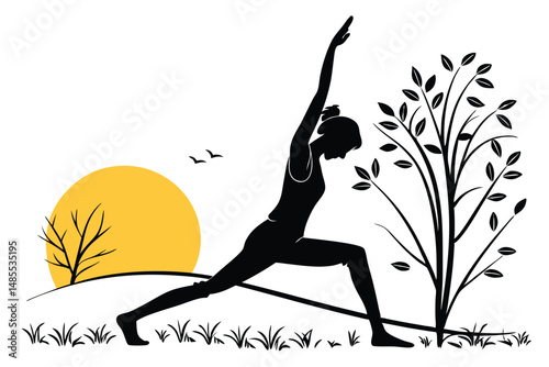 Sunrise Yogi T-Shirt Design Silhouette Vector  Serene Morning Yoga Art