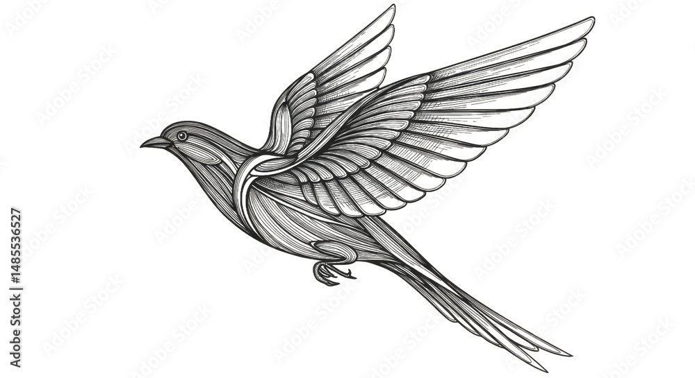 Fototapeta premium Abstract vector line art of a bird