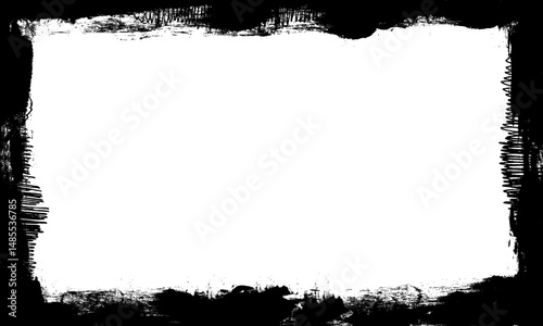 black ink brush painting blank frame border picture artistic grunge style