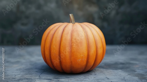 A slightly lopsided pumpkin with a smooth surface, perfect for clipart use on a transparent background