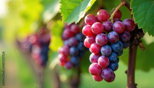 Wallpaper Mural Close-up of ripe Bordeaux grapes on the vine, ready for harvest , sunlight, summer Torontodigital.ca