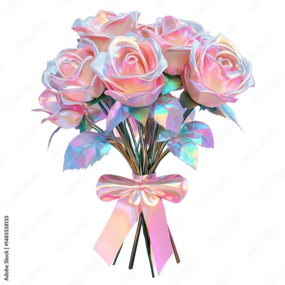 Obraz premium Pink roses bouquet graphics flowers art.