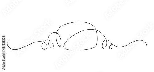 Croissant. Continuous line drawing. Food frame border doodle.