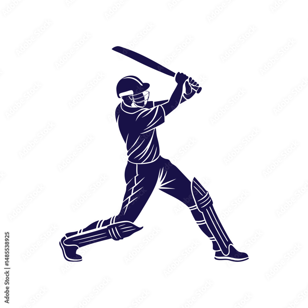 Obraz premium Dynamic Cricket Player Silhouette Action Shot