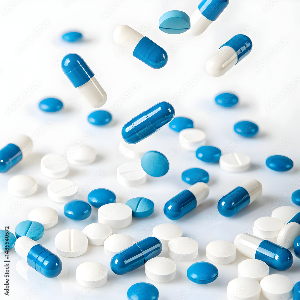 Blue & White Pills: Pharmacy Image isolated on transparent background Blue & White Pills: Pharmacy Image isolated on transparent background