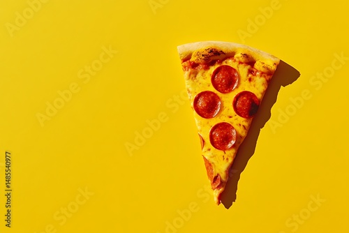 Wallpaper Mural Pepperoni pizza slice on yellow background Torontodigital.ca