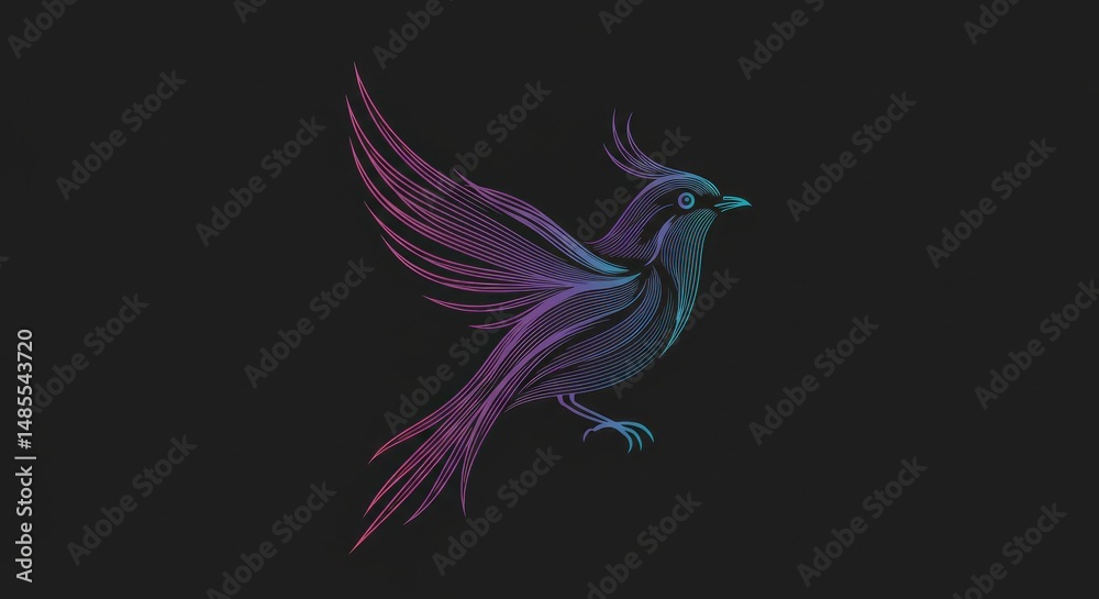 Fototapeta premium Abstract vector line art of a bird