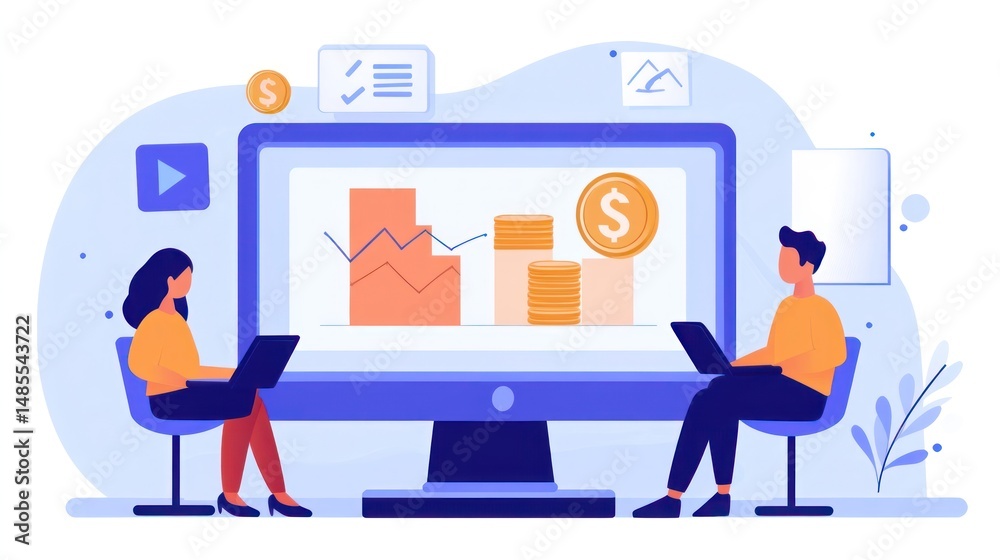 Fototapeta premium Financial Data Analysis: Collaborative Teamwork on Financial Growth and Investment Strategies