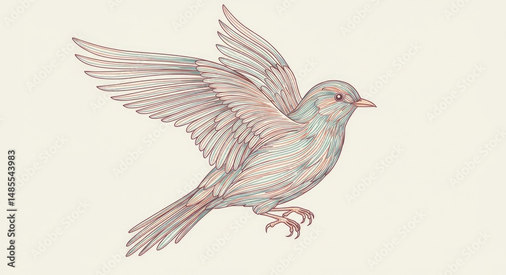 Fototapeta premium Abstract vector line art of a bird
