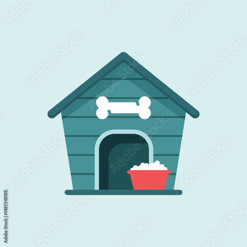 Dog house icon in flat style. Pet home vector illustration on isolated background. Animal shelter sign business concept.