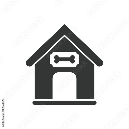 Dog house icon in flat style. Pet home vector illustration on isolated background. Animal shelter sign business concept.