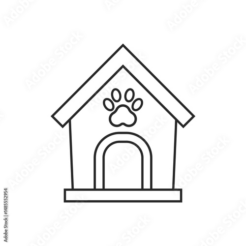 Dog house line icon in flat style. Pet home vector illustration on isolated background. Animal shelter sign business concept.