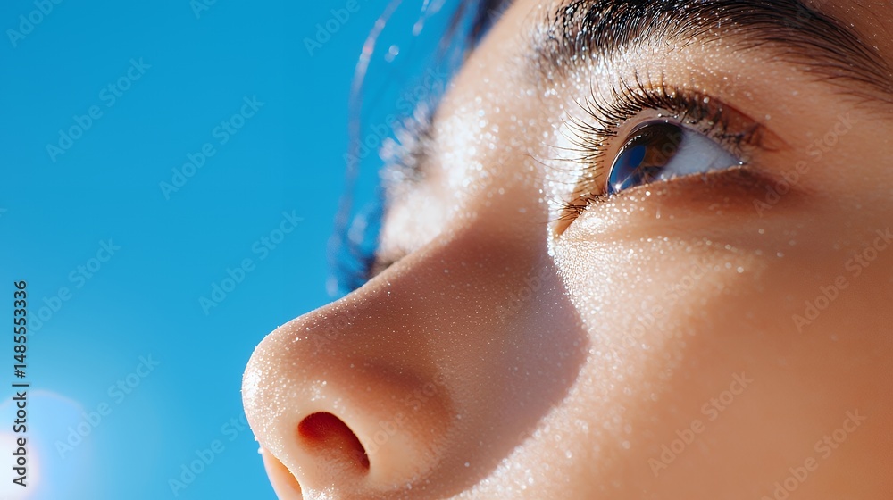 Fototapeta premium Human Eye Looking Up at Blue Sky