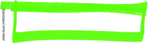 A bright neon green box drawn with bold strokes highlighting a space for creative text painted on transparent background