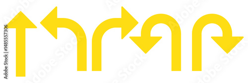 U Turn arrow icon vector illustration. Direction Icon Set in isolated white background. Go Straight This Way One Way Only U Turn Left and Right Black and White Arrow vector
