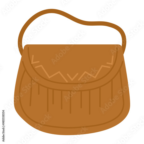 Boho Style Brown Sling Bag Vector Illustration