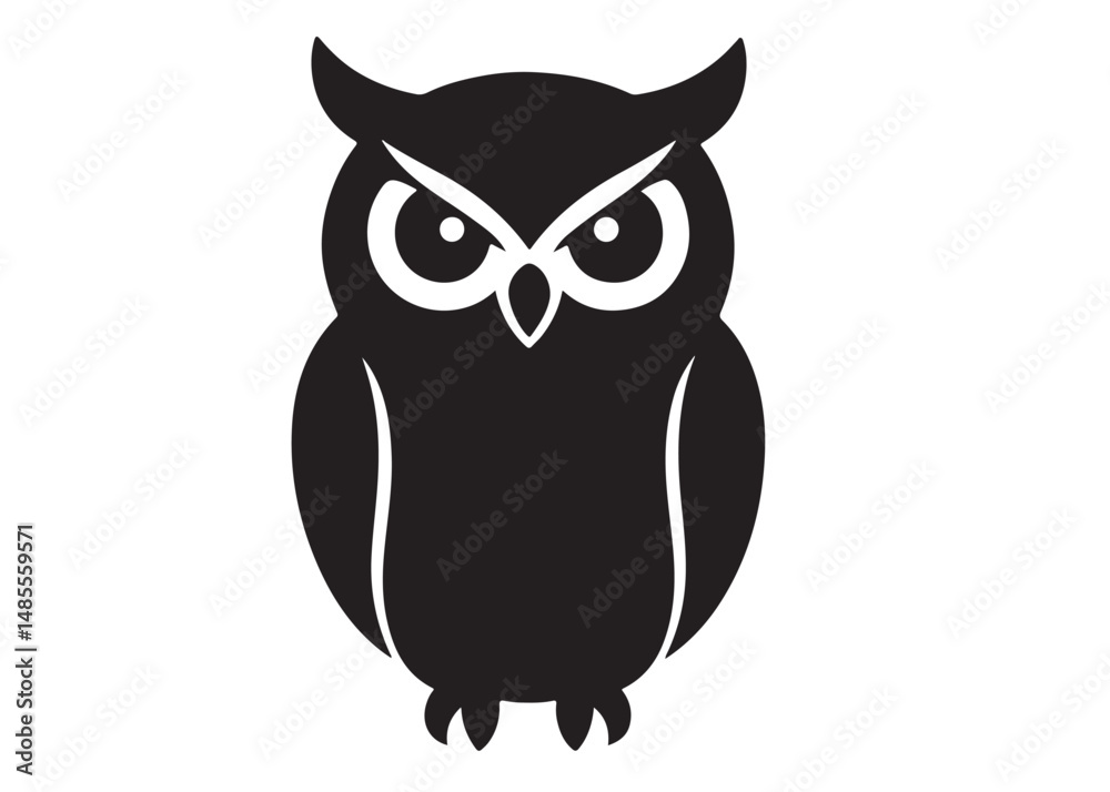 Fototapeta premium owl logo silhouette vector design, owl logo icon silhouette, tree branch night owl logo silhouette vector, owl silhouette vector style isolated on white background