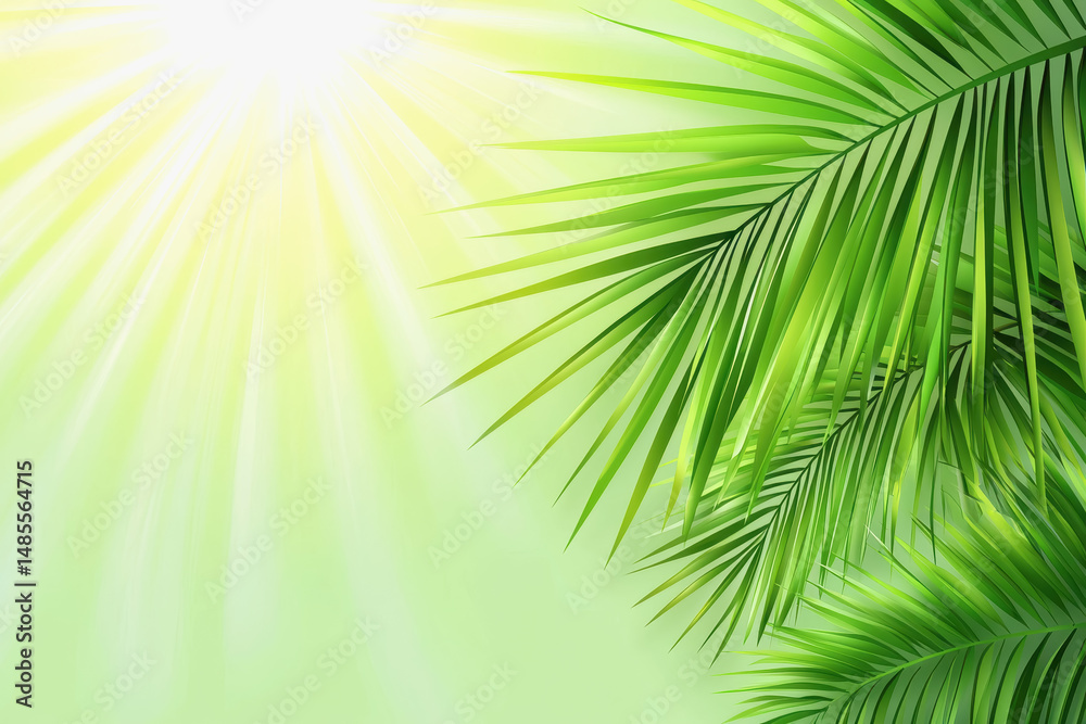 Obraz premium Majestic palm tree with sunlight shining through its leaves creating a tropical paradise ambiance