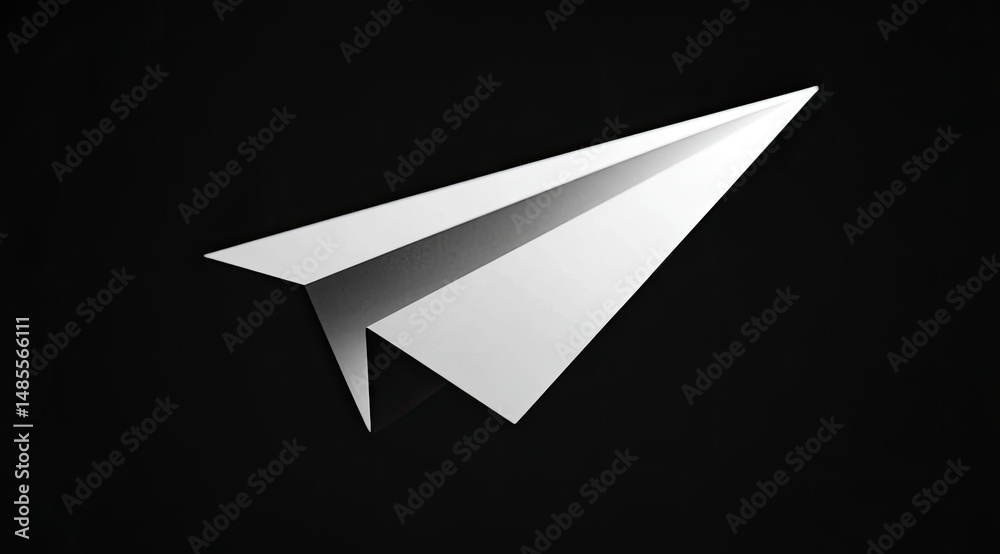 Simple paper airplane on black background Simple paper airplane on black background