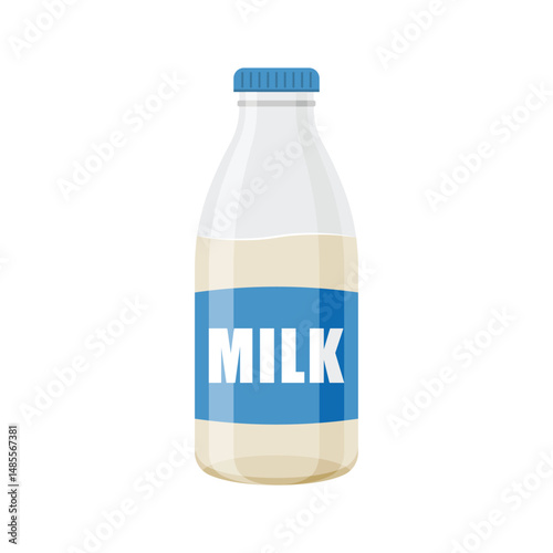Milk bottle icon in flat style. Dairy product vector illustration on isolated background. Milky liquid sign business concept.