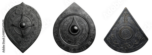 Collection of Ornate Decorative Shields Isolated on Transparent Background