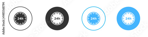 24 Hrs icon Editable flat style, illustration icons