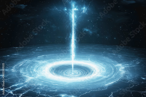 Dynamic blue vortex with lightning effects creating a dramatic and exciting visual for artistic and design purposes