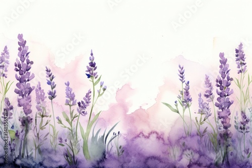 Fototapeta Naklejka Na Ścianę i Meble -  Lavender border landscape blossom flower.