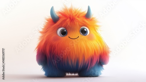 Colorful Fluffy Monster Character with Big Eyes, Fun Illustration