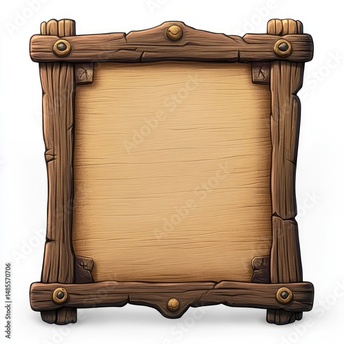 Wooden sign with weathered, ornate frame