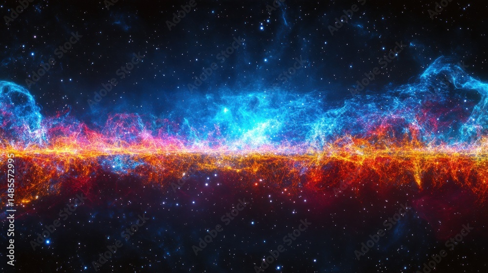 Fototapeta premium Cosmic Symphony: A Majestic Nebula Displaying Vibrant Interstellar Hues