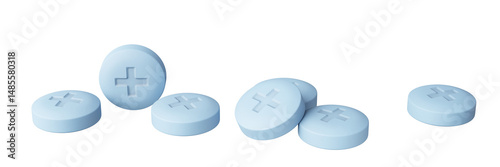 Fotografi Blue ecstasy pills with imprint isolated on transparent background