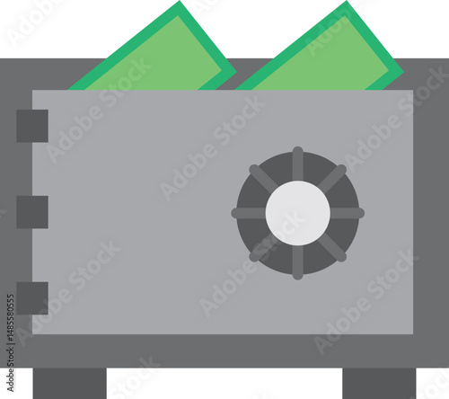Safety Box Icon, Illustration of a Safety Deposit Box and Vault