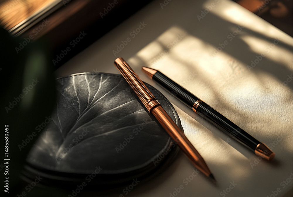 Naklejka premium design dark metal cap with pen and pencil