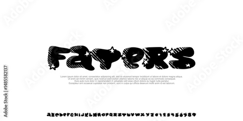Alphabet Groovy Grunge Font With Star Ornament,Uppercase Typeface ,Creative Hand Drawn, Rough Texture Vintage Style. design for Fashion,music,poster,clothing,
apparel,film, urban.Vector Illustration