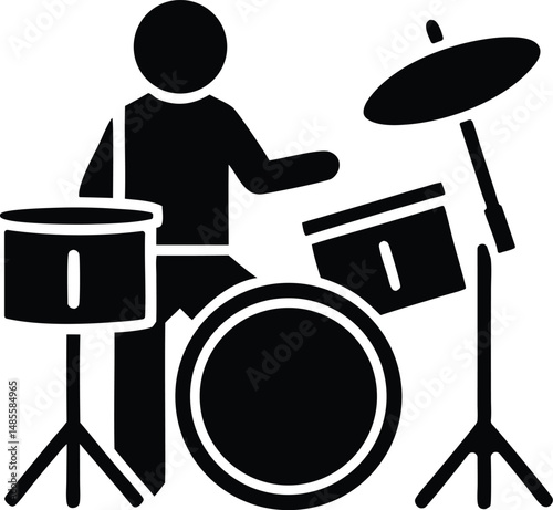 playng drums vector icon.