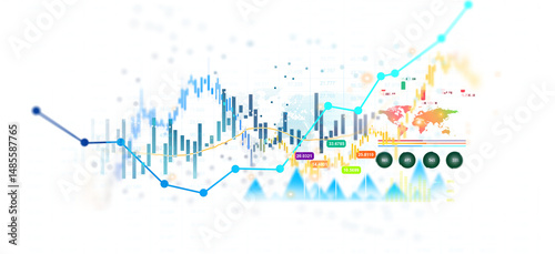 PNG business graph chart.Analysis finance grow graph and market investment. Financial business plan,earnings,sale and strategy. Stock market chart, exchange financial growth diagram.	