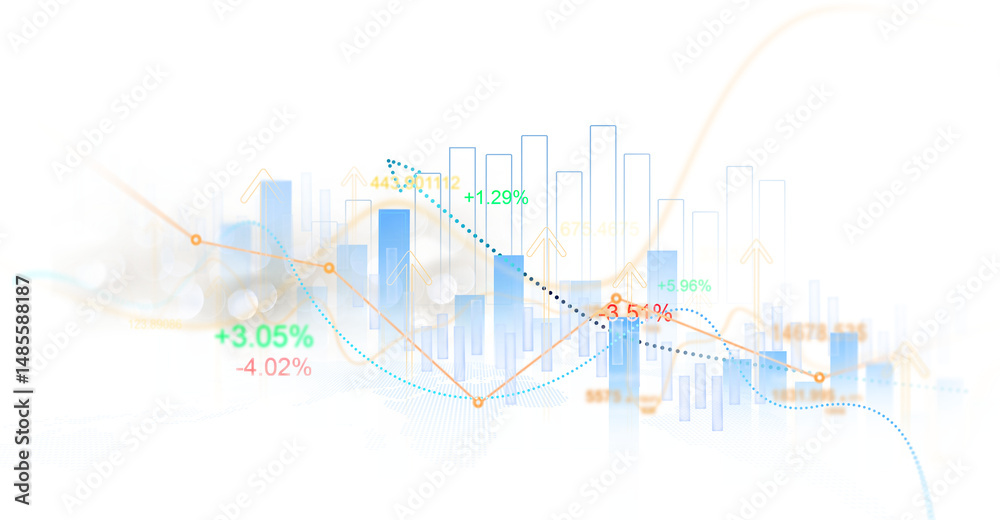 Obraz premium PNG business graph chart.Analysis finance grow graph and market investment. Financial business plan,earnings,sale and strategy. Stock market chart, exchange financial growth diagram. 