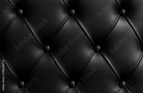Black tufted leather upholstery detail