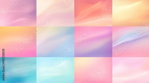 Grid of Twelve Square Pastel Gradient Backgrounds
