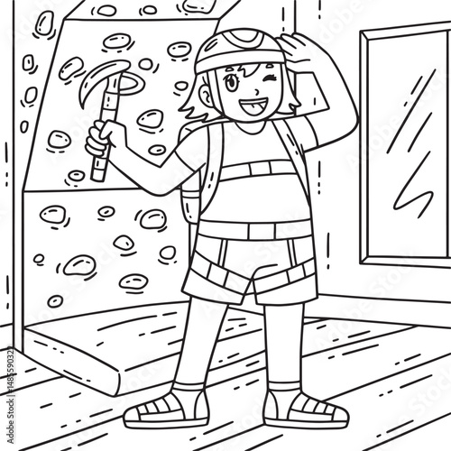Bouldering Girl Rock Climbing Equipment Coloring 