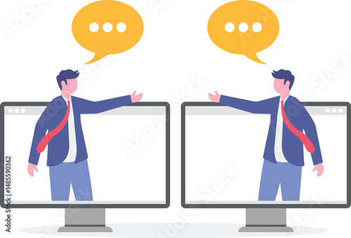 Remote work team meeting, online communication and business discussion,

