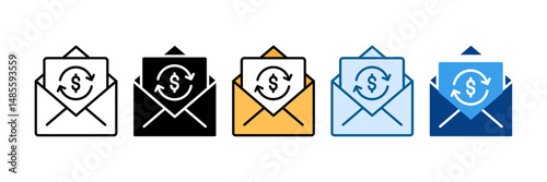 Transactional Email Icon Set Multiple Style Collection