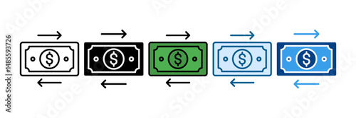 Money Transfer Icon Set Multiple Style Collection