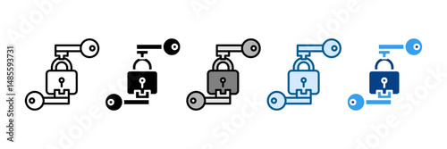 Asymmetric Key Icon Set Multiple Style Collection