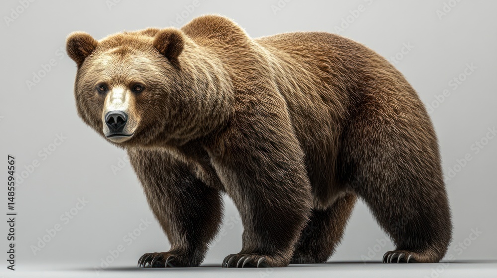 Obraz premium Grizzly bear portrait against plain backdrop