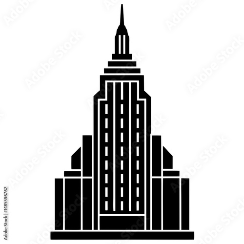Tall skyscraper building silhouette vector illustration