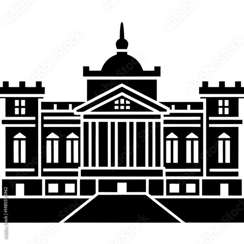 Majestic building architecture silhouette vector illustration
