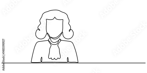 continuous single line drawing of a judge with a gavel and a pedestal, line art vector illustration, Continuous Line Drawing of Judge Icon. Hand Drawn Symbol Vector Illustration, male auctioneer stand