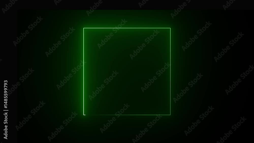 Neon line rectangle animation on black background. Neon line rectangle animation on black background.